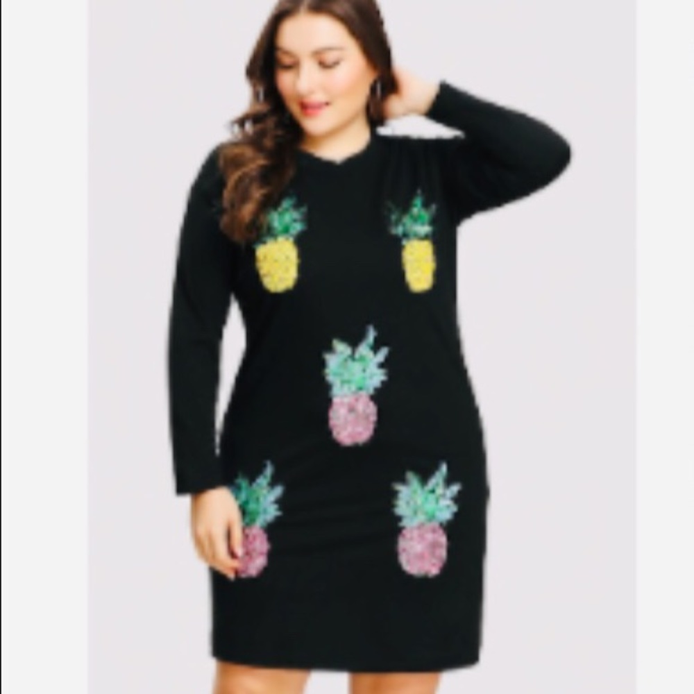 Contrast Sequin Pineapple Dress